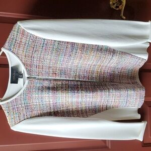 Carlisle Collection multi color knit full zip crop jacket white sleeves R $645